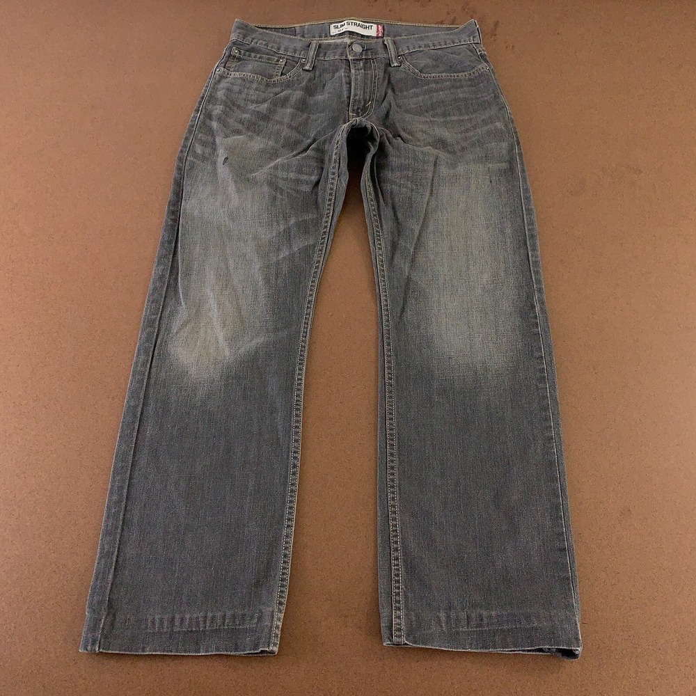 Levi's 514 Men's Size 32 x 30 Gray Washed Denim Slim Straight Jeans *Flaw